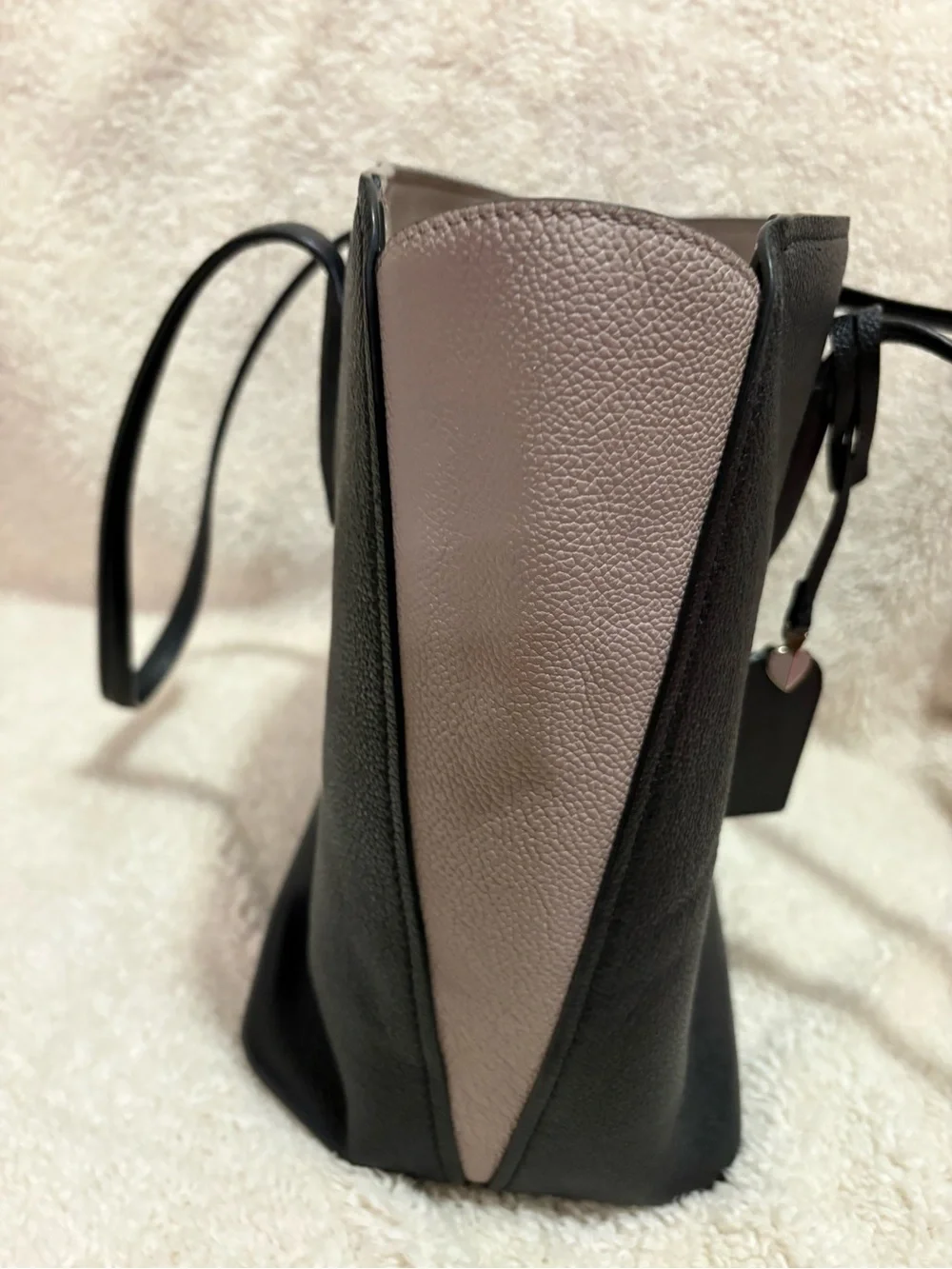 kate spade black tote with blush side panels